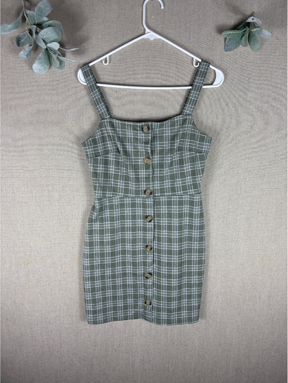 Altar’d State > Green Plaid Square Neck Sleeveless Mini Dress Y2K Romantic